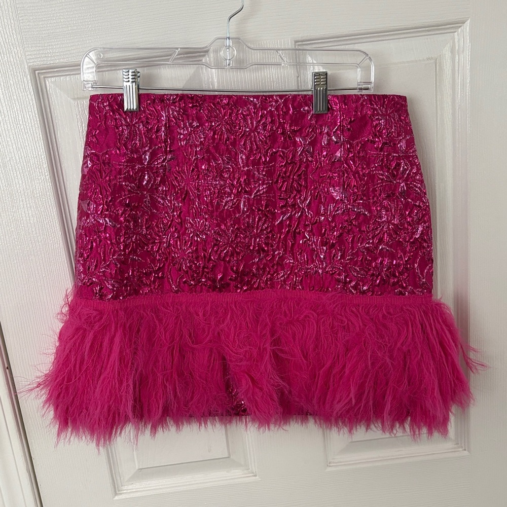 Elegant Pink Feathered Skirt